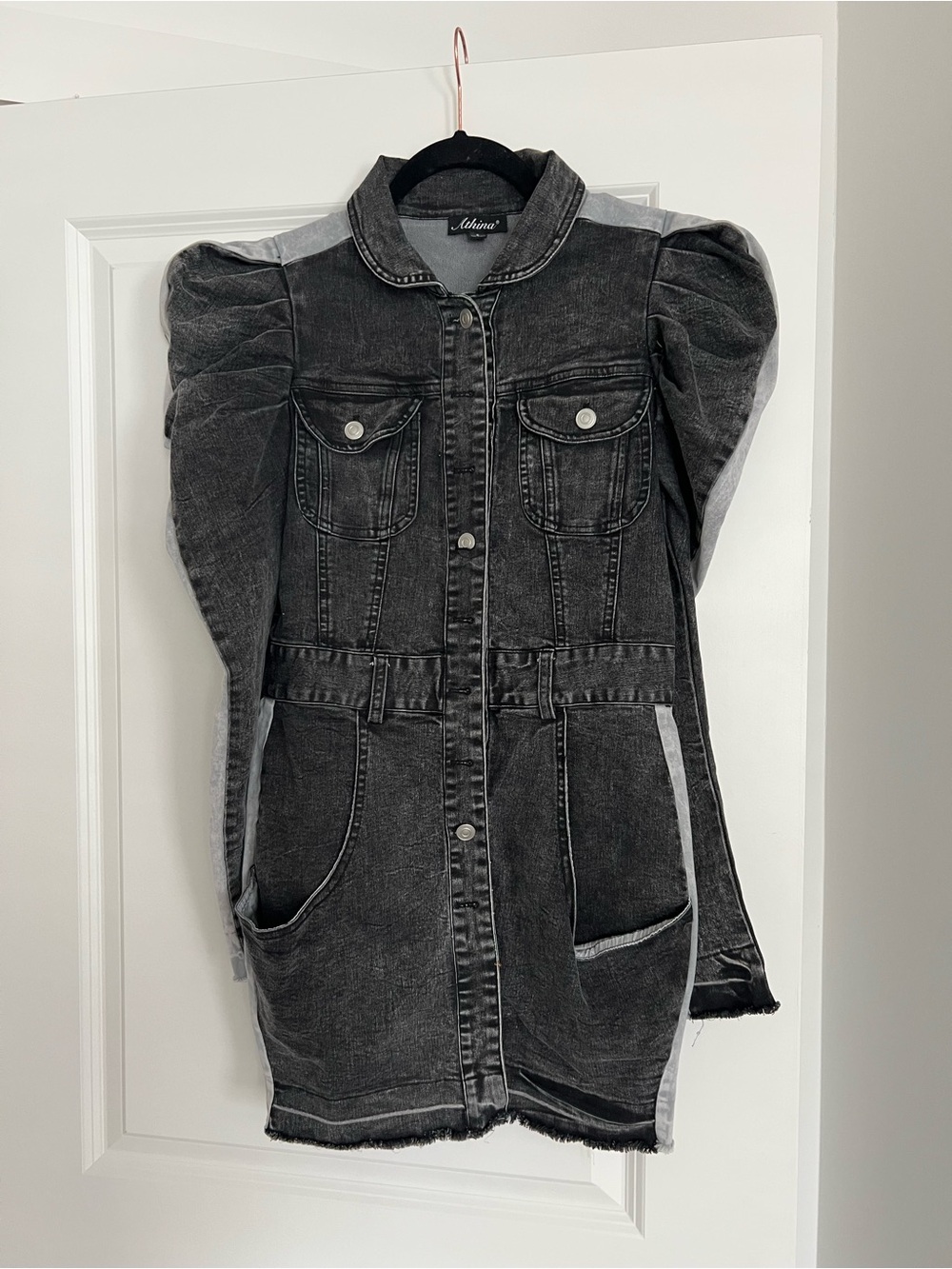 Washed Black Denim Jacket Dress